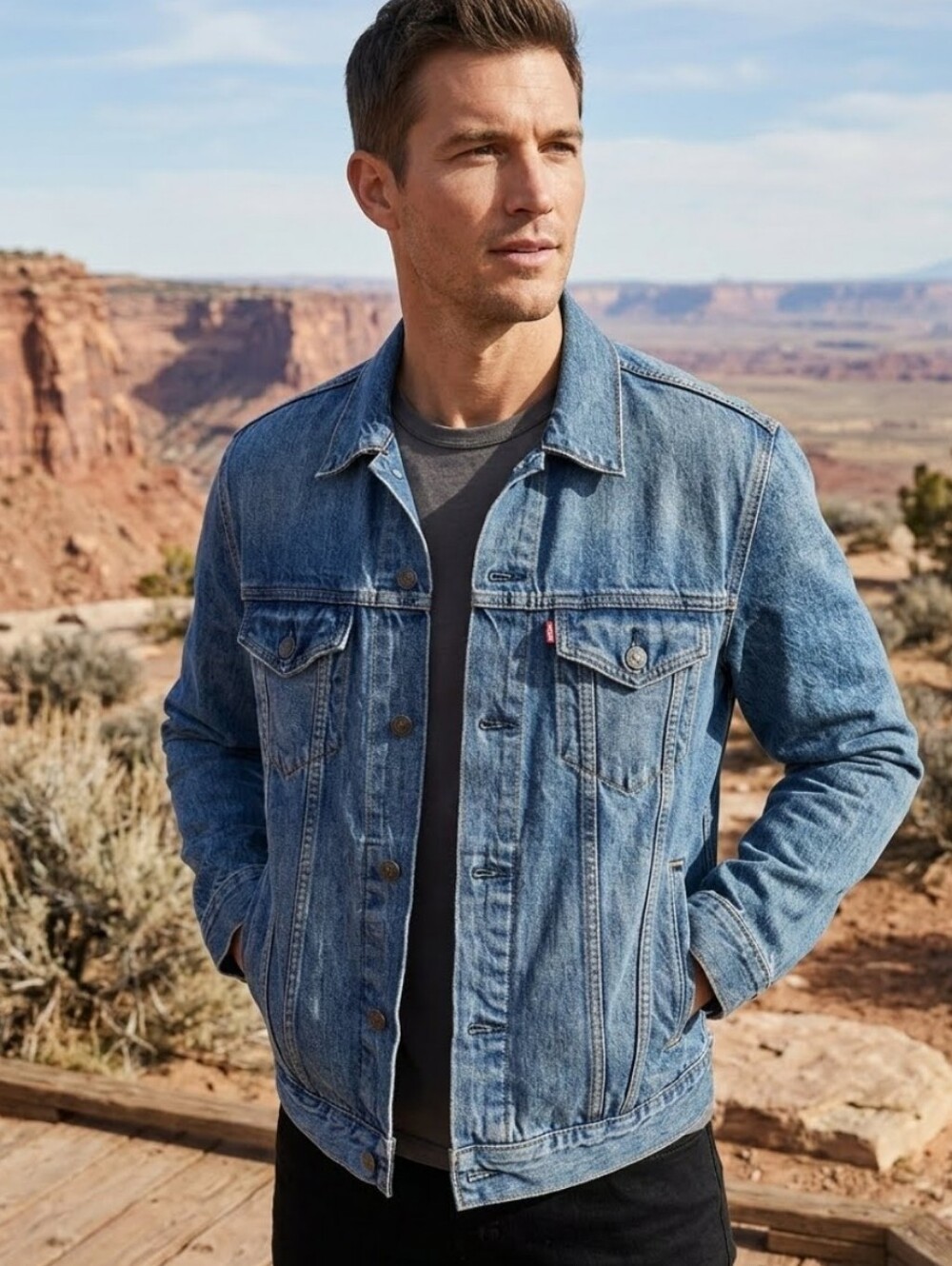Vintage Levi's Men's Blue Denim Trucker Jacket Size Medium